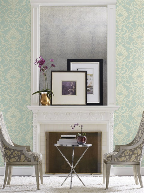 Dancing Powder Blue Damask