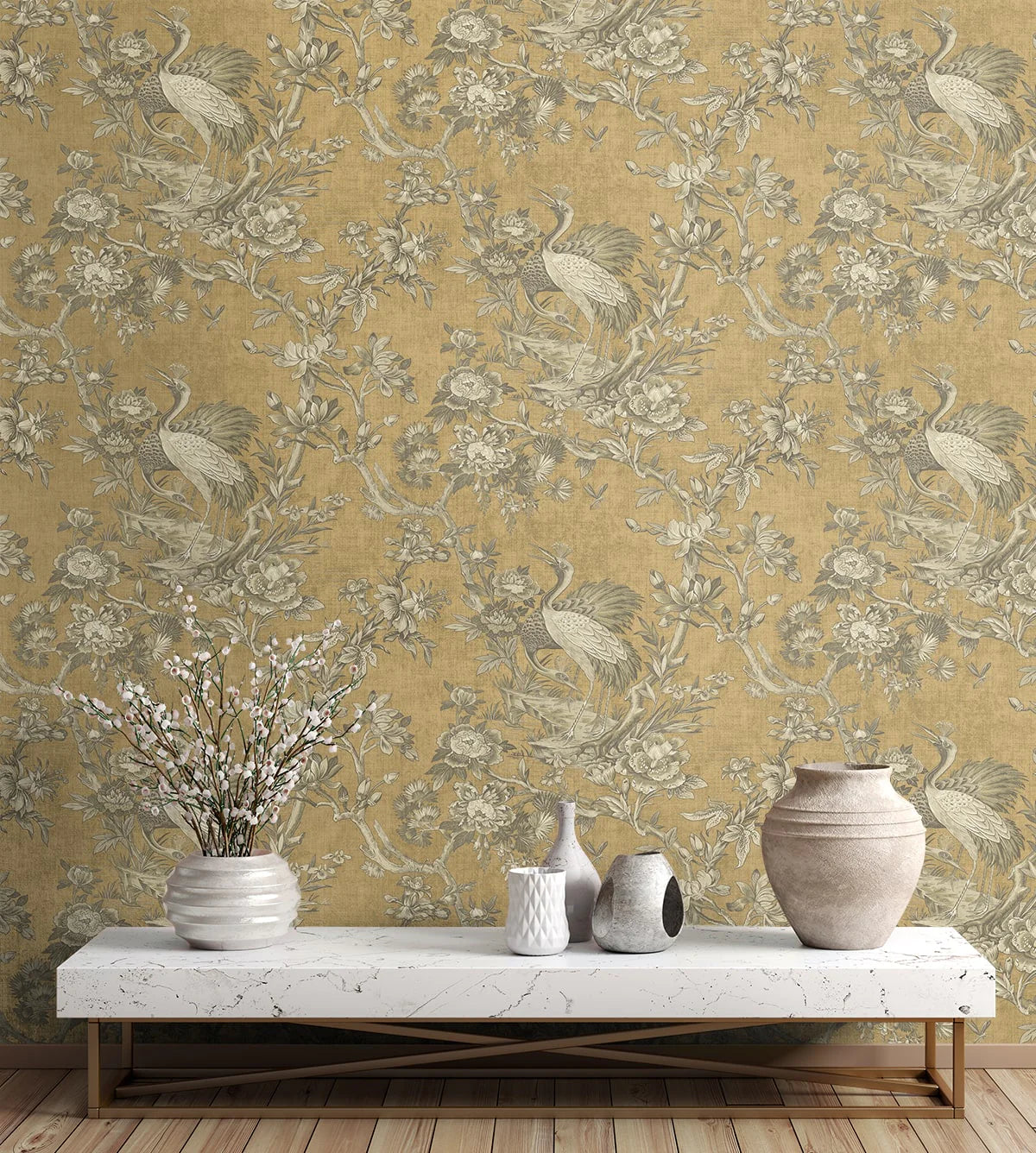 Gilded Crane Toile